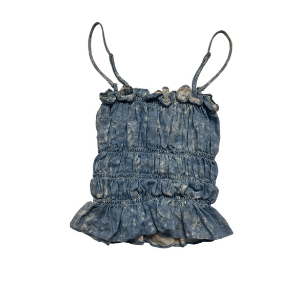 REFORMATION Gia Ruffle Peplum Convertible Strap Linen Top | XS | Retail $149 - Picture 4 of 8